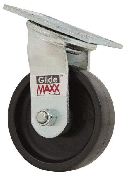 Value Collection - 5" Diam x 1-1/2" Wide x 6-1/2" OAH Top Plate Mount Swivel Caster - Polyolefin, 550 Lb Capacity, Delrin Bearing, 4 x 4-1/2" Plate - All Tool & Supply