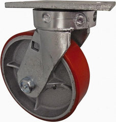 Value Collection - 8" Diam x 2-1/2" Wide x 10-1/8" OAH Top Plate Mount Swivel Caster - Polyurethane, 1,800 Lb Capacity, Roller Bearing, 4-1/2 x 6-1/2" Plate - All Tool & Supply