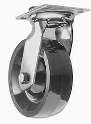 Albion - 5" Diam x 2" Wide x 6-1/2" OAH Top Plate Mount Rigid Caster - Phenolic, 500 Lb Capacity, Sealed Roller Bearing, 4 x 4-1/2" Plate - All Tool & Supply