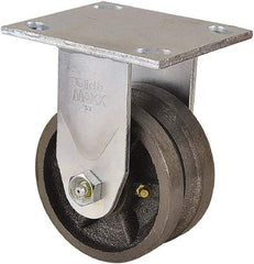 Value Collection - 4" Diam x 2" Wide, Metal With Groove Rigid Caster - 800 Lb Capacity, Top Plate Mount, 4" x 4-1/2" Plate, Roller Bearing - All Tool & Supply