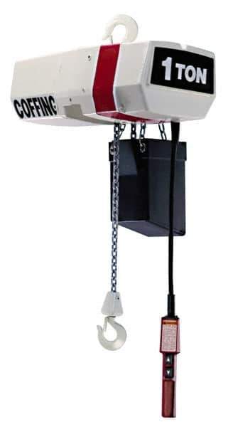 Coffing - 1/2 Ton Capacity, 32 FPM Lift Speed, Electric Chain Hoist - 20' Max Lift, 16-3/4" Min Headroom, 1 Chain - All Tool & Supply