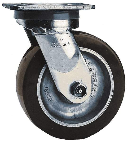 Albion - 4" Diam x 2" Wide x 5-5/8" OAH Top Plate Mount Swivel Caster - Semi-Steel, 800 Lb Capacity, Roller Bearing, 4 x 4-1/2" Plate - All Tool & Supply