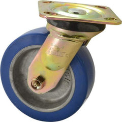 Albion - 6" Diam x 2" Wide x 7-1/2" OAH Top Plate Mount Swivel Caster - Polyurethane, 1,100 Lb Capacity, Roller Bearing, 4 x 4-1/2" Plate - All Tool & Supply