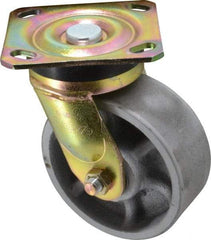 Albion - 5" Diam x 2" Wide x 6-1/2" OAH Top Plate Mount Swivel Caster - Semi-Steel, 1,100 Lb Capacity, Roller Bearing, 4 x 4-1/2" Plate - All Tool & Supply