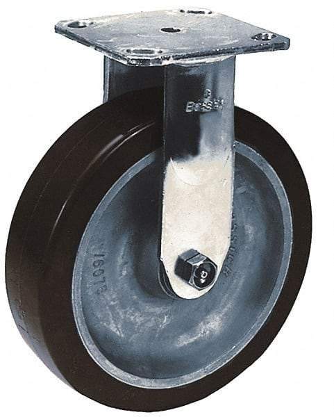 Albion - 4" Diam x 2" Wide x 5-5/8" OAH Top Plate Mount Rigid Caster - Rubber, 300 Lb Capacity, Roller Bearing, 4 x 4-1/2" Plate - All Tool & Supply