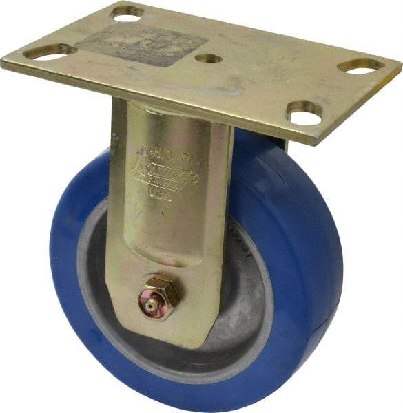 Albion - 6" Diam x 2" Wide x 7-1/2" OAH Top Plate Mount Rigid Caster - Polyurethane, 1,750 Lb Capacity, Sealed Roller Bearing, 4-1/2 x 6-5/16" Plate - All Tool & Supply