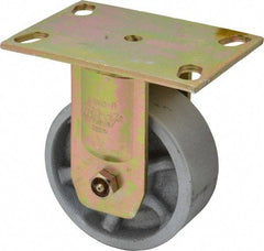 Albion - 5" Diam x 2" Wide x 6-1/2" OAH Top Plate Mount Rigid Caster - Semi-Steel, 1,750 Lb Capacity, Sealed Roller Bearing, 4-1/2 x 6-5/16" Plate - All Tool & Supply