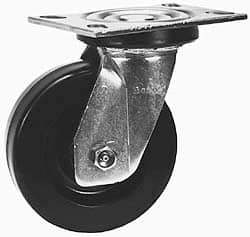 Albion - 6" Diam x 2" Wide x 7-1/2" OAH Top Plate Mount Swivel Caster - Phenolic, 1,500 Lb Capacity, Sealed Roller Bearing, 4-1/2 x 6-5/16" Plate - All Tool & Supply