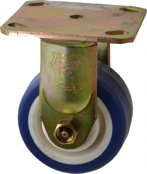 Albion - 4" Diam x 2" Wide x 5-5/8" OAH Top Plate Mount Rigid Caster - Polyurethane, 600 Lb Capacity, Roller Bearing, 4 x 4-1/2" Plate - All Tool & Supply