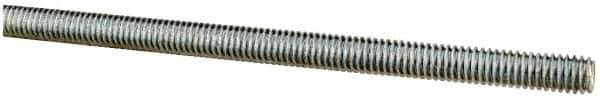 Made in USA - 5/16-18 UNC (Coarse), 6' Long, Low Carbon Steel Threaded Rod - Zinc-Plated Finish, Right Hand Thread - All Tool & Supply