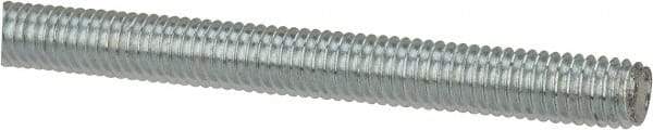 Made in USA - 3/8-16 UNC (Coarse), 6' Long, Low Carbon Steel Threaded Rod - Zinc-Plated Finish, Right Hand Thread - All Tool & Supply