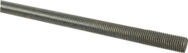 Made in USA - 1-8 UNC (Coarse), 6' Long, Low Carbon Steel Threaded Rod - Zinc-Plated Finish, Right Hand Thread - All Tool & Supply