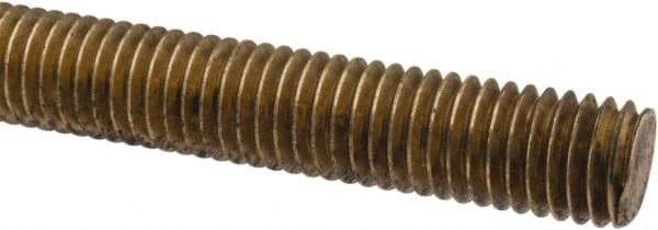 Made in USA - 1/2-13 UNC (Coarse), 6' Long, Brass Threaded Rod - Right Hand Thread - All Tool & Supply