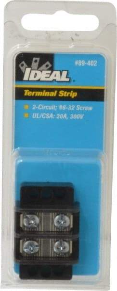 Ideal - 2 Poles, 300 Volt, 30 Amp, -40 to 266°F, Polyester Thermoplastic, Polyester Thermoplastic Multipole Terminal Block - Zinc Plated Steel, 22 to 12 AWG Compatibility, 0.56 Inch High - All Tool & Supply