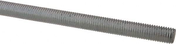 Made in USA - 1/4-28 UNF (Fine), 6' Long, Low Carbon Steel Threaded Rod - Zinc-Plated Finish, Right Hand Thread - All Tool & Supply