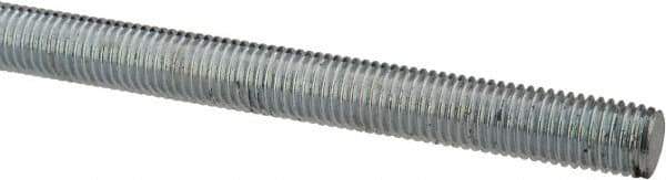 Made in USA - 5/16-24 UNF (Fine), 6' Long, Low Carbon Steel Threaded Rod - Zinc-Plated Finish, Right Hand Thread - All Tool & Supply