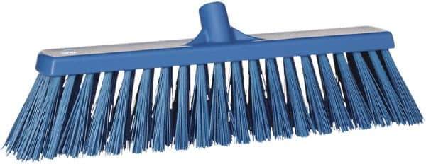 Vikan - 19" Heavy Duty Synthetic Push Broom - 4-1/2" Bristle Length, Plastic Block, European Threaded Handle Connection - All Tool & Supply