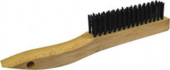 Gordon Brush - 4 Rows x 19 Columns Steel Scratch Brush - 5-3/8" Brush Length, 13-3/4" OAL, 1/8 Trim Length, Wood Curved Handle - All Tool & Supply