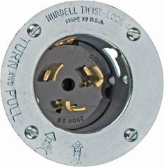 Hubbell Wiring Device-Kellems - 250 VAC, 50 Amp, Self Grounding Inlet - 3 Poles, 4 Wire, Male End, Metallic - All Tool & Supply