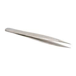 Value Collection - 4-3/4" OAL OO-SA Dumont-Style Swiss Pattern Tweezers - Thick Shanks with Flat Edges, Honed, Blunt Points - All Tool & Supply