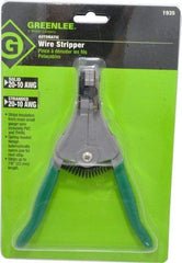 Greenlee - 20 to 10 AWG Capacity Automatic Wire Stripper - 7-1/8" OAL, Plastic Cushion Handle - All Tool & Supply