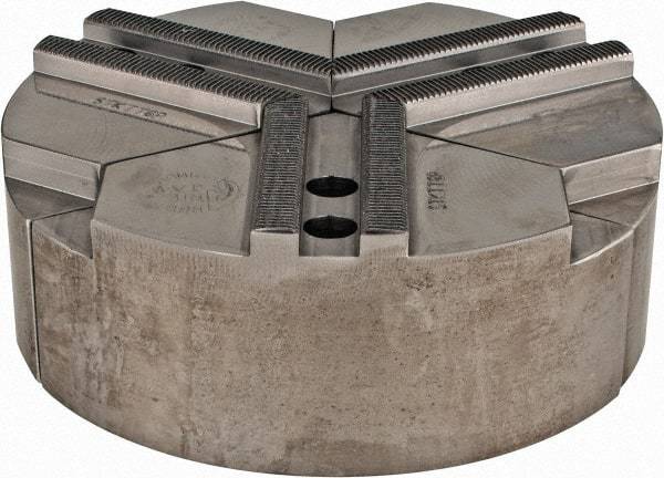 Abbott Workholding Products - 1.5mm x 60° Serrated Attachment, Round Soft Lathe Chuck Jaw - 3 Jaws, Steel, 0.7874" Btw Mount Hole Ctrs, 6" Wide x 2" High, 0.4724" Groove, 0.3937" & 10mm Fastener - All Tool & Supply