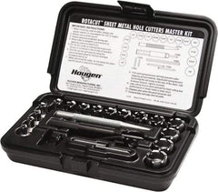 Hougen - 21 Piece, 1/4 to 3/4" Cutter Diam, 1/4" Cutting Depth, High Speed Steel Annular Cutter Set - Bright Finish, 1/4 to 3/4" Cutter Diams, 3 Flats on Shank - All Tool & Supply