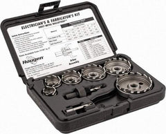 Hougen - 11 Piece, 7/8 to 2-1/2" Cutter Diam, 1/8" Cutting Depth, High Speed Steel Annular Cutter Set - Bright Finish, 3/8" Shank Diam, 7/8, 1-1/8, 1-3/8, 1-3/4, 2, 2-1/2" Cutter Diams, 3 Flats on Shank - All Tool & Supply