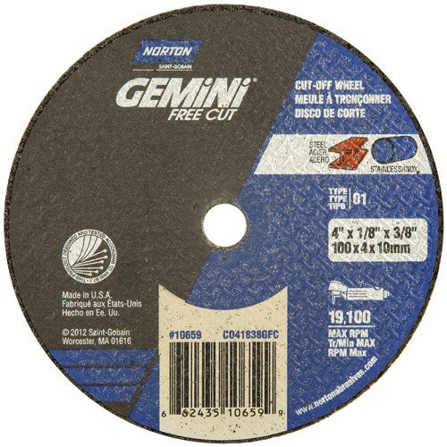 4″ × 1/8″ × 3/8″ Gemini Small Diameter Cut-Off Wheel Aluminum Oxide - All Tool & Supply