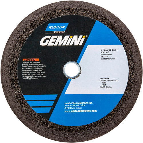 ‎6″ / 4-3/4″ × 2″ × 5/8″-11-Gemini Snagging Wheel Type 11-Flaring Cup 16 Grit Aluminum Oxide - All Tool & Supply