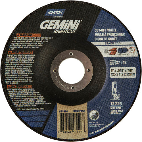 5″ × 1.6″ × 22.2″ Gemini Non-Woven Depressed Center Wheel Type 27 24 Grit - All Tool & Supply