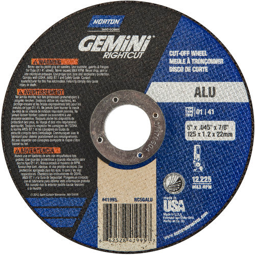 5″ × 0.045″ × 7/8″ Right Angle Cut-Off Wheel Gemini RightCut ALU 36 Grit - All Tool & Supply