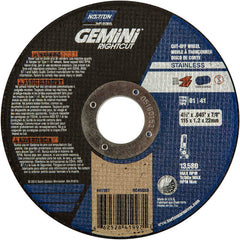 ‎4-1 /2″ × 0.045″ × 7/8″ Right Angle Cut-Off Wheel Gemini RightCut SS 36 Grit - All Tool & Supply