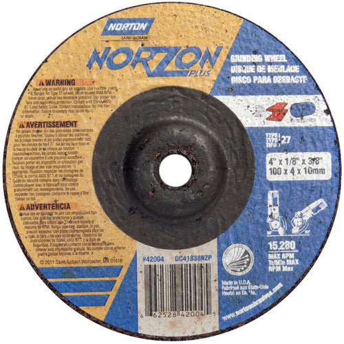 4″ × 1/8″ × 3/8″ NorZon Plus Non-Woven Depressed Center Wheel Type 27 - All Tool & Supply