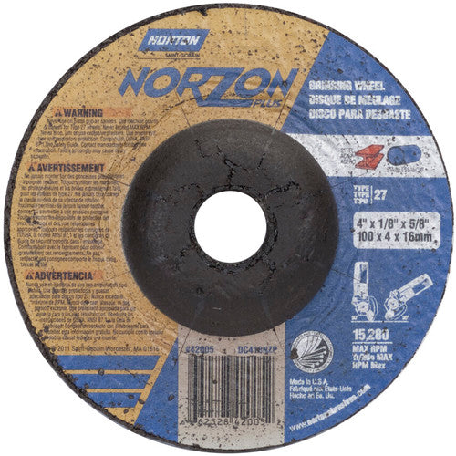 4″ × 1/8″ × 5/8″ NorZon Plus Non-Woven Depressed Center Wheel Type 27 Ceramic Alumina / Zirconia Alumina - All Tool & Supply