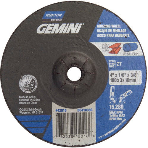 4 × 1/8 × 3/8″ Gemini Long Life Grinding Wheel A 24 Q BDA Type 27 - All Tool & Supply