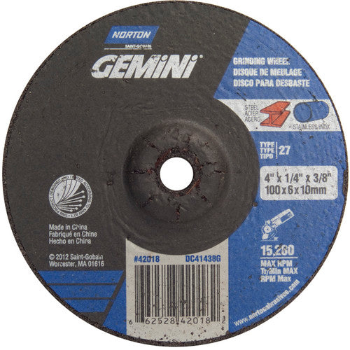 4 × 1/4 × 3/8″ Gemini Grinding Wheel A 24 Q BDA Type 27 - All Tool & Supply