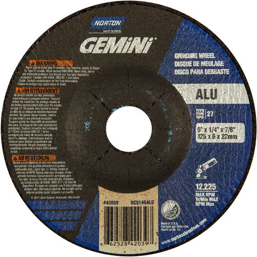 5″ × 1/4″ × 7/8″ Gemini Non-Woven Depressed Center Wheel Type 27 46 Grit Aluminum Oxide - All Tool & Supply