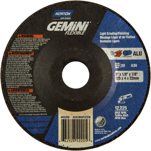 5″ × 1/8″ × 7/8 ″ Gemini Non-Woven Depressed Center Wheel Type 29 36 Grit - All Tool & Supply