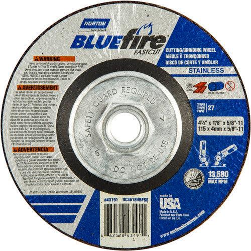 ‎4-1/2″ × 1/8″ × 5/8″ BlueFire Non-Woven Depressed Center Wheel Type 27 - All Tool & Supply