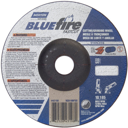 6″ × 1/8″ × 7/8″ BlueFire Non-Woven Depressed Center Wheel Type 27 Zirconia Alumina / Aluminum Oxide - All Tool & Supply