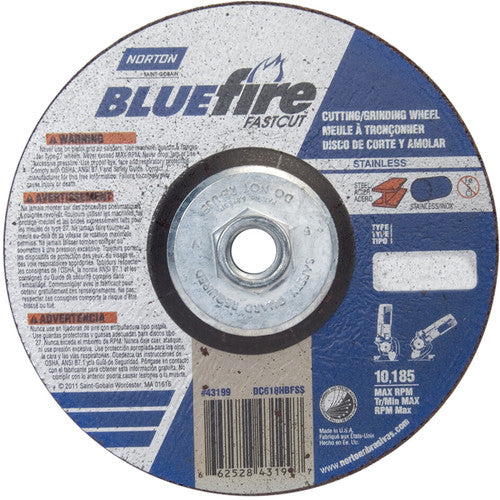 ‎6 × 1/8 × 5/8 - 11″ BlueFire INOX/SS Fast Cut Grinding Wheel ZA 30 U Type 27 - All Tool & Supply