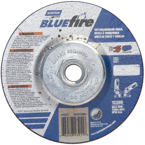 ‎4-1/2 × 1/8 × 5/8 - 11″ BlueFire Grinding Wheel ZA 30 U Type 27 - All Tool & Supply