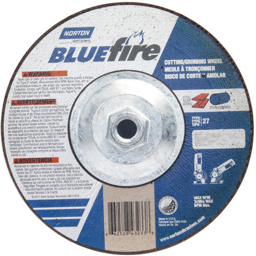 ‎7 × 1/8 × 5/8 - 11″ BlueFire Grinding Wheel ZA 30 U Type 27 - All Tool & Supply