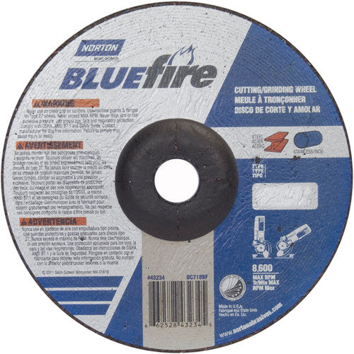 7 × 1/8 × 7/8″ BlueFire Grinding Wheel ZA 30 U Type 27 - All Tool & Supply