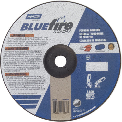 9″ × 1/8″ × 7/8″ BlueFire Non-Woven Depressed Center Wheel Type 27 Zirconia Alumina / Aluminum Oxide - All Tool & Supply