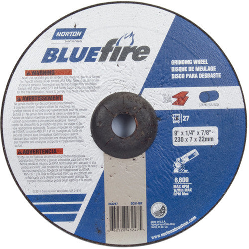 9″ × 1/4″ × 7/8″ BlueFire Non-Woven Depressed Center Wheel Type 27 Zirconia Alumina / Aluminum Oxide - All Tool & Supply