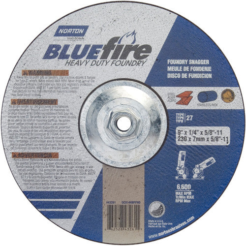 9″ × 1/4″ × 5/8″ BlueFire Non-Woven Depressed Center Wheel Type 27 Zirconia Alumina / Aluminum Oxide - All Tool & Supply