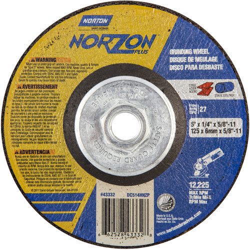 5″ × 1/4″ × 5/8″ NorZon Plus Non-Woven Depressed Center Wheel Type 27 - All Tool & Supply