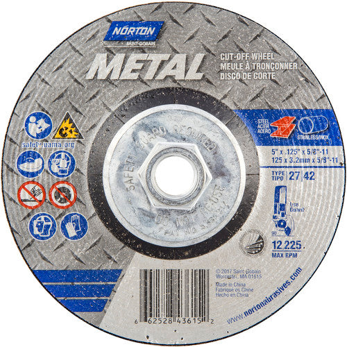 ‎5″ × 1/8″ × 5/8″-11 Gemini Non-Woven Depressed Center Wheel Type 27 24 Grit Aluminum Oxide - All Tool & Supply